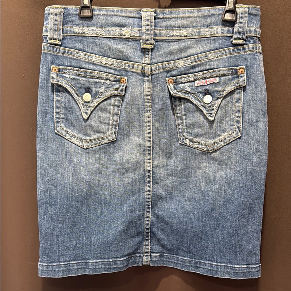Hudson Jeans Blue Denim Pencil Skirt with Distressed Details, MADE IN USA, Sz 32 - Picture 6 of 11
